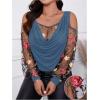imageSOLY HUX Womens Plus Size Cold Shoulder Blouse Floral Mesh Long Sleeve Shirts Elegant TopsBlue Floral