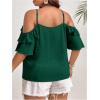 imageSOLY HUX Womens Plus Size Cold Shoulder Blouse Ruffle Trim Tie Front Shirts Casual Swiss Dots TopsDark Green