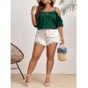 imageSOLY HUX Womens Plus Size Cold Shoulder Blouse Ruffle Trim Tie Front Shirts Casual Swiss Dots TopsDark Green