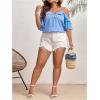 imageSOLY HUX Womens Plus Size Cold Shoulder Blouse Ruffle Trim Tie Front Shirts Casual Swiss Dots TopsLight Blue