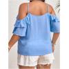 imageSOLY HUX Womens Plus Size Cold Shoulder Blouse Ruffle Trim Tie Front Shirts Casual Swiss Dots TopsLight Blue