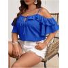 imageSOLY HUX Womens Plus Size Cold Shoulder Blouse Ruffle Trim Tie Front Shirts Casual Swiss Dots TopsRoyal Blue