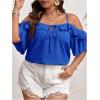 imageSOLY HUX Womens Plus Size Cold Shoulder Blouse Ruffle Trim Tie Front Shirts Casual Swiss Dots TopsRoyal Blue