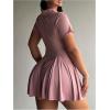 imageSOLY HUX Womens Plus Size Dress Collar Short Sleeve Button Front A Line Flared Mini DressesPure Dusty Pink