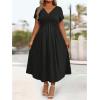imageSOLY HUX Womens Plus Size Dress Short Sleeve V Neck Criss Cross Wrap A Line Flowy Long Summer Dresses with PocketsPure Black