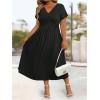imageSOLY HUX Womens Plus Size Dress Short Sleeve V Neck Criss Cross Wrap A Line Flowy Long Summer Dresses with PocketsPure Black