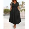 imageSOLY HUX Womens Plus Size Dress Short Sleeve V Neck Criss Cross Wrap A Line Flowy Long Summer Dresses with PocketsPure Black