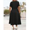 imageSOLY HUX Womens Plus Size Dress Short Sleeve V Neck Criss Cross Wrap A Line Flowy Long Summer Dresses with PocketsPure Black