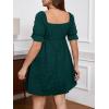 imageSOLY HUX Womens Plus Size Dresses Summer Sexy Sundresses Sweetheart Neckline Puff Short Sleeve A Line Midi DressDark Green