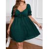 imageSOLY HUX Womens Plus Size Dresses Summer Sexy Sundresses Sweetheart Neckline Puff Short Sleeve A Line Midi DressDark Green