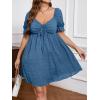 imageSOLY HUX Womens Plus Size Dresses Summer Sexy Sundresses Sweetheart Neckline Puff Short Sleeve A Line Midi DressDusty Blue