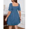imageSOLY HUX Womens Plus Size Dresses Summer Sexy Sundresses Sweetheart Neckline Puff Short Sleeve A Line Midi DressDusty Blue