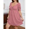 imageSOLY HUX Womens Plus Size Dresses Summer Sexy Sundresses Sweetheart Neckline Puff Short Sleeve A Line Midi DressDusty Pink