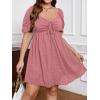 imageSOLY HUX Womens Plus Size Dresses Summer Sexy Sundresses Sweetheart Neckline Puff Short Sleeve A Line Midi DressDusty Pink