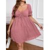 imageSOLY HUX Womens Plus Size Dresses Summer Sexy Sundresses Sweetheart Neckline Puff Short Sleeve A Line Midi DressDusty Pink