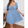 imageSOLY HUX Womens Plus Size Dresses Summer Sexy Sundresses Sweetheart Neckline Puff Short Sleeve A Line Midi DressLight Blue
