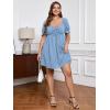 imageSOLY HUX Womens Plus Size Dresses Summer Sexy Sundresses Sweetheart Neckline Puff Short Sleeve A Line Midi DressLight Blue