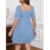imageSOLY HUX Womens Plus Size Dresses Summer Sexy Sundresses Sweetheart Neckline Puff Short Sleeve A Line Midi DressLight Blue