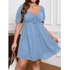 imageSOLY HUX Womens Plus Size Dresses Summer Sexy Sundresses Sweetheart Neckline Puff Short Sleeve A Line Midi DressLight Blue
