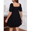 imageSOLY HUX Womens Plus Size Dresses Summer Sexy Sundresses Sweetheart Neckline Puff Short Sleeve A Line Midi DressPure Black