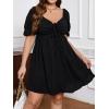 imageSOLY HUX Womens Plus Size Dresses Summer Sexy Sundresses Sweetheart Neckline Puff Short Sleeve A Line Midi DressPure Black
