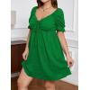 imageSOLY HUX Womens Plus Size Dresses Summer Sexy Sundresses Sweetheart Neckline Puff Short Sleeve A Line Midi DressPure Green
