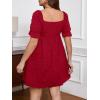 imageSOLY HUX Womens Plus Size Dresses Summer Sexy Sundresses Sweetheart Neckline Puff Short Sleeve A Line Midi DressRose Red