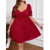 imageSOLY HUX Womens Plus Size Dresses Summer Sexy Sundresses Sweetheart Neckline Puff Short Sleeve A Line Midi DressRose Red