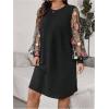 imageSOLY HUX Womens Plus Size Floral Mesh Long Sleeve Dress Crewneck Elegant Office Tee Shirt DressesBlack Floral
