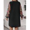 imageSOLY HUX Womens Plus Size Floral Mesh Long Sleeve Dress Crewneck Elegant Office Tee Shirt DressesBlack Floral