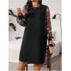 imageSOLY HUX Womens Plus Size Floral Mesh Long Sleeve Dress Crewneck Elegant Office Tee Shirt DressesBlack Floral