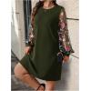imageSOLY HUX Womens Plus Size Floral Mesh Long Sleeve Dress Crewneck Elegant Office Tee Shirt DressesGreen Floral