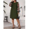 imageSOLY HUX Womens Plus Size Floral Mesh Long Sleeve Dress Crewneck Elegant Office Tee Shirt DressesGreen Floral