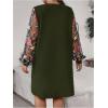 imageSOLY HUX Womens Plus Size Floral Mesh Long Sleeve Dress Crewneck Elegant Office Tee Shirt DressesGreen Floral