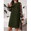 imageSOLY HUX Womens Plus Size Floral Mesh Long Sleeve Dress Crewneck Elegant Office Tee Shirt DressesGreen Floral