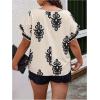 imageSOLY HUX Womens Plus Size Graphic Print Blouse Ruffle Petal Short Sleeve Crew Neck Casual TopsMulticoloured Printed