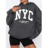 imageSOLY HUX Womens Plus Size Hoodie Letter Print Drawstring Sweatshirt Long Sleeve Pullover Tops with PocketDark Grey Letter