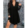 imageSOLY HUX Womens Plus Size Lace Long Sleeve Dress V Neck Ruched Ruffle Elegant Cocktail Flowy DressesBlack