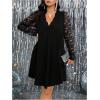 imageSOLY HUX Womens Plus Size Lace Long Sleeve Dress V Neck Ruched Ruffle Elegant Cocktail Flowy DressesBlack