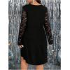 imageSOLY HUX Womens Plus Size Lace Long Sleeve Dress V Neck Ruched Ruffle Elegant Cocktail Flowy DressesBlack