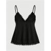 imageSOLY HUX Womens Plus Size Lace Trim Flared Cami Tops V Neck Spaghetti Strap Summer CamisoleSolid Black