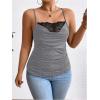 imageSOLY HUX Womens Plus Size Lace Trim Ruched Cami Tops Spaghetti Strap Draped Front CamisolePure Dark Grey