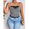 imageSOLY HUX Womens Plus Size Lace Trim Ruched Cami Tops Spaghetti Strap Draped Front CamisolePure Dark Grey