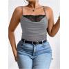 imageSOLY HUX Womens Plus Size Lace Trim Ruched Cami Tops Spaghetti Strap Draped Front CamisolePure Dark Grey