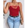 imageSOLY HUX Womens Plus Size Lace Trim Ruched Cami Tops Spaghetti Strap Draped Front CamisolePure Red