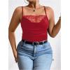 imageSOLY HUX Womens Plus Size Lace Trim Ruched Cami Tops Spaghetti Strap Draped Front CamisolePure Red