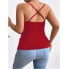 imageSOLY HUX Womens Plus Size Lace Trim Ruched Cami Tops Spaghetti Strap Draped Front CamisolePure Red