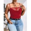 imageSOLY HUX Womens Plus Size Lace Trim Ruched Cami Tops Spaghetti Strap Draped Front CamisolePure Red