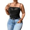 imageSOLY HUX Womens Plus Size Lace Trim Ruched Cami Tops Spaghetti Strap Draped Front CamisoleSolid Black