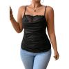 imageSOLY HUX Womens Plus Size Lace Trim Ruched Cami Tops Spaghetti Strap Draped Front CamisoleSolid Black